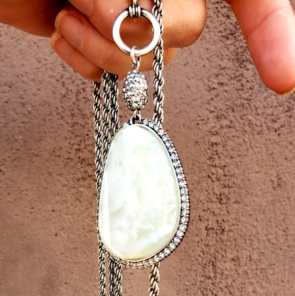 QVC Joan Rivers Gemstone Pendant Toggle Necklace. - Picture 6 of 16